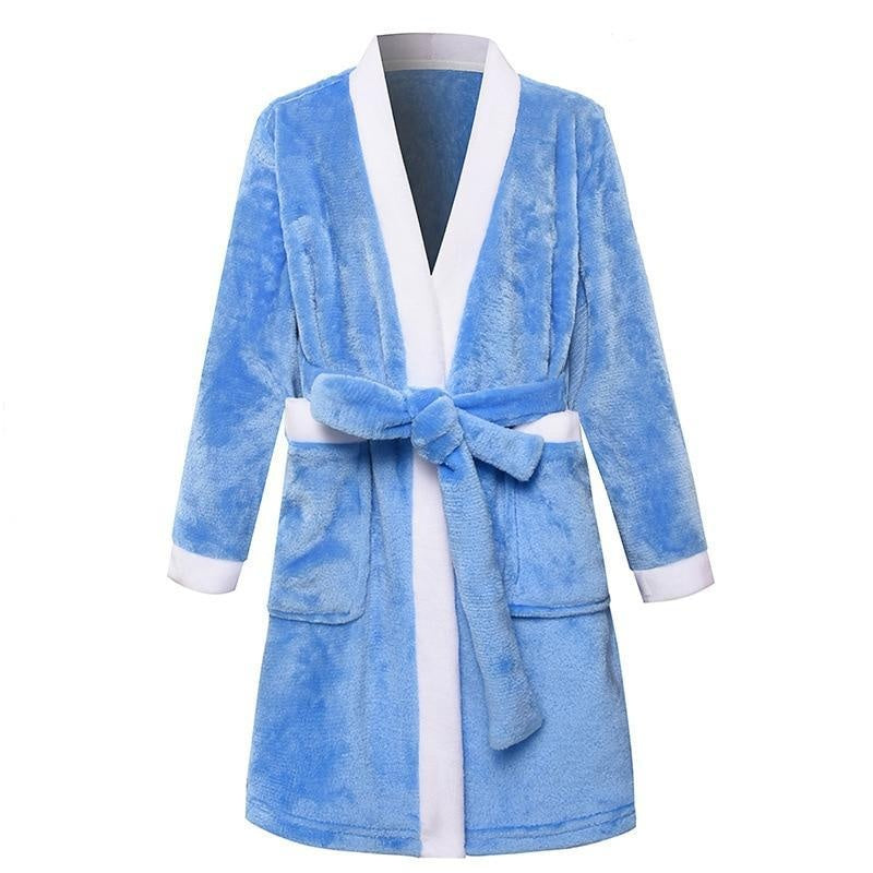 Child Bathrobe Kids Flannel Bathing Robe Sleepwear Fleece Pajamas - MomyMall blue / 3-4 Years