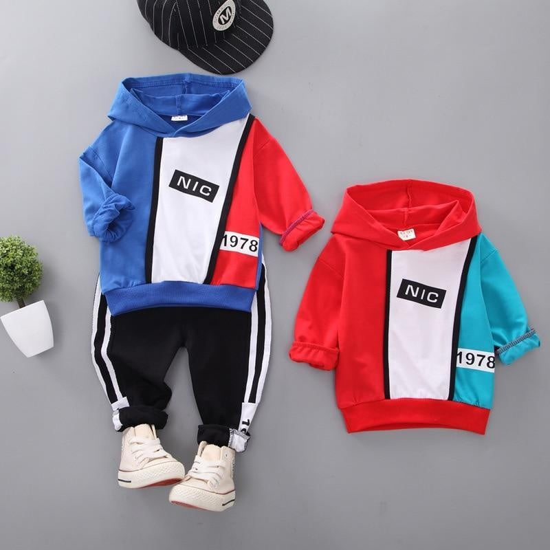 Boys Girls Cotton Patchwork Tops+Bottoms Tracksuit 2Pcs/Set