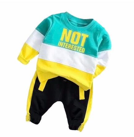 Boys Girls Cotton Patchwork Tops+Bottoms Tracksuit 2Pcs/Set