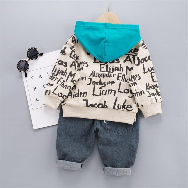 Baby Toddler Boy Suit Spring Letter Leisure 2 Pcs Set