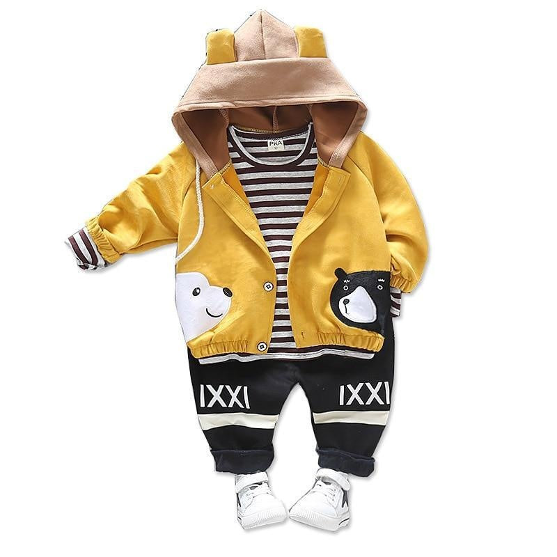 Girls Boys Spring Autumn Suit Bear Casual 3Pcs Sets - MomyMall