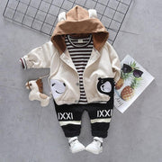 Girls Boys Spring Autumn Suit Bear Casual 3Pcs Sets - MomyMall Beige 3 Pcs / 9-12 Months