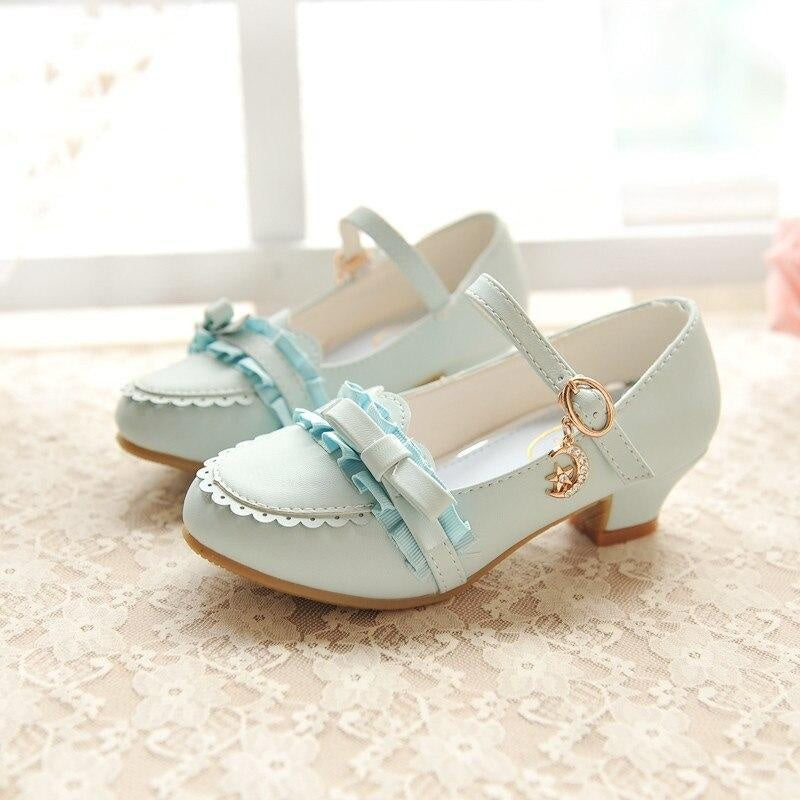 Girls Sandals Fashion Lace Butterfly Knot Female Child High Heels Shoes - MomyMall