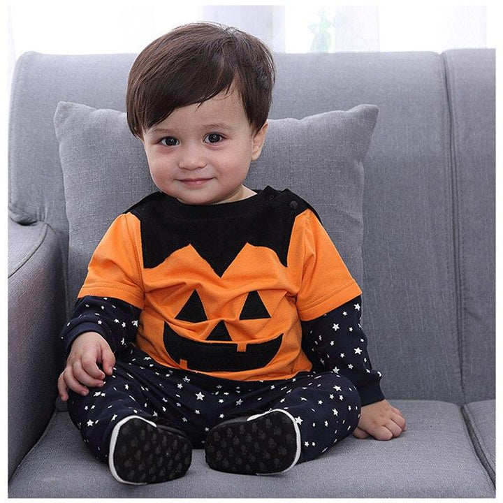 Baby Boy Girl Halloween Suit With Hats Pumpkin Clothing 3 Pcs - MomyMall