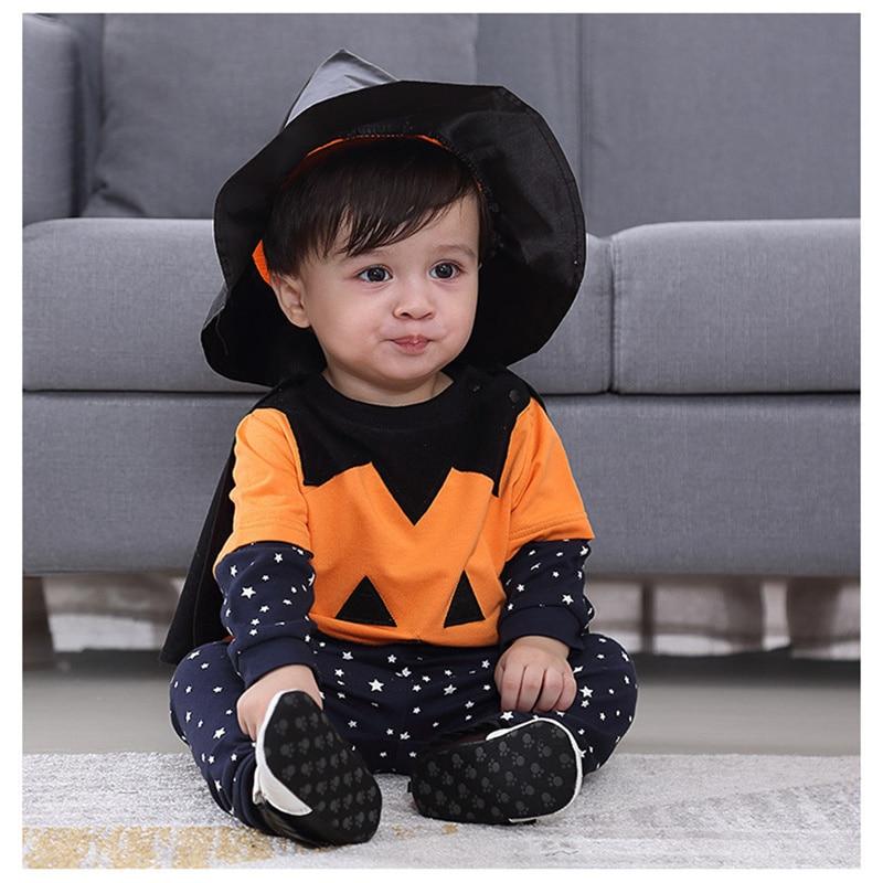 Baby Boy Girl Halloween Suit With Hats Pumpkin Clothing 3 Pcs - MomyMall