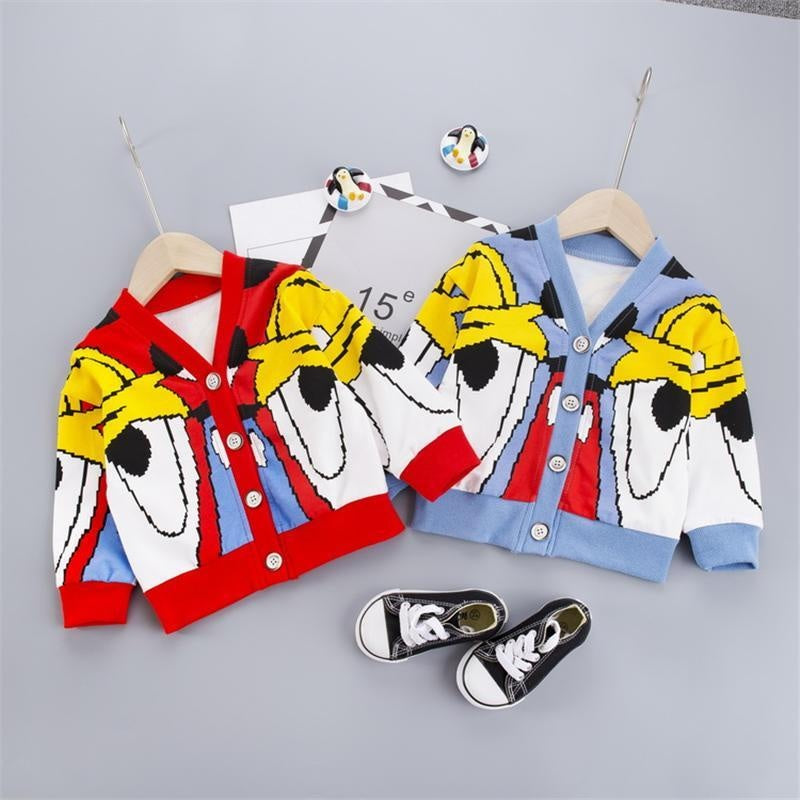 Kids Boy Girl Autumn Baby Coat Cardigan Striped Solid Print Casual Outerwear - MomyMall