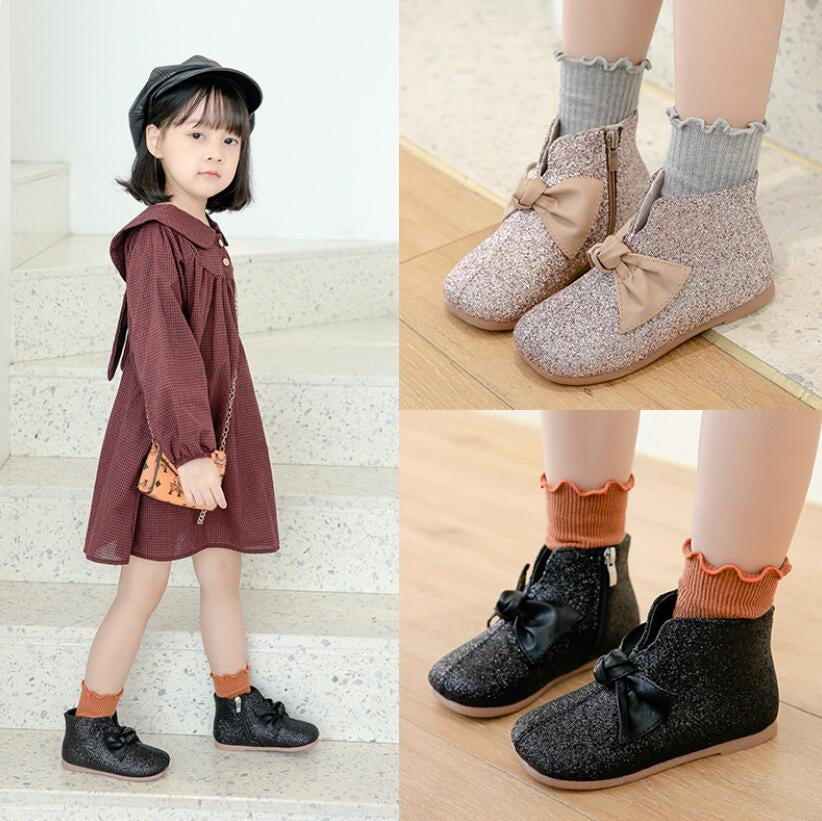 Kids Short Boots Casual Autumn PU Leather Fashion Girls Martin Shoes