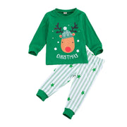 Kid Christmas Pajamas Set Santa Claus Long Sleeve Pullovers Pajamas - MomyMall Green / 1-2 Years