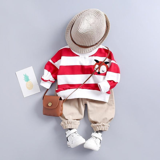 Kids Girls Boys Clothing Spring Autumn Striped Suit 2 Pcs Set - MomyMall