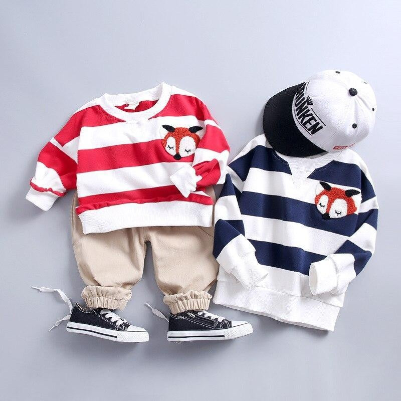 Kids Girls Boys Clothing Spring Autumn Striped Suit 2 Pcs Set - MomyMall