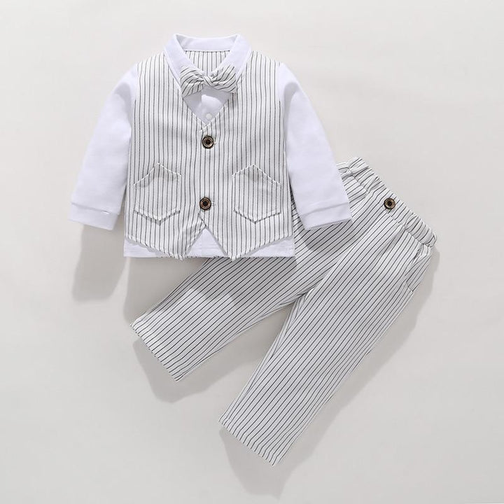 Boys Kids Set Toddler Boy Birthday Wedding Gentleman Formal 3Pcs Outfits - MomyMall White / 6-12 Months