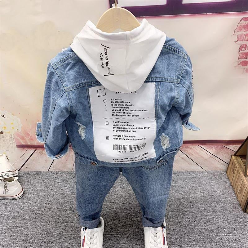 Boys Girl Autumn&winter New Denim Jacket 3pcs/ Sets - MomyMall