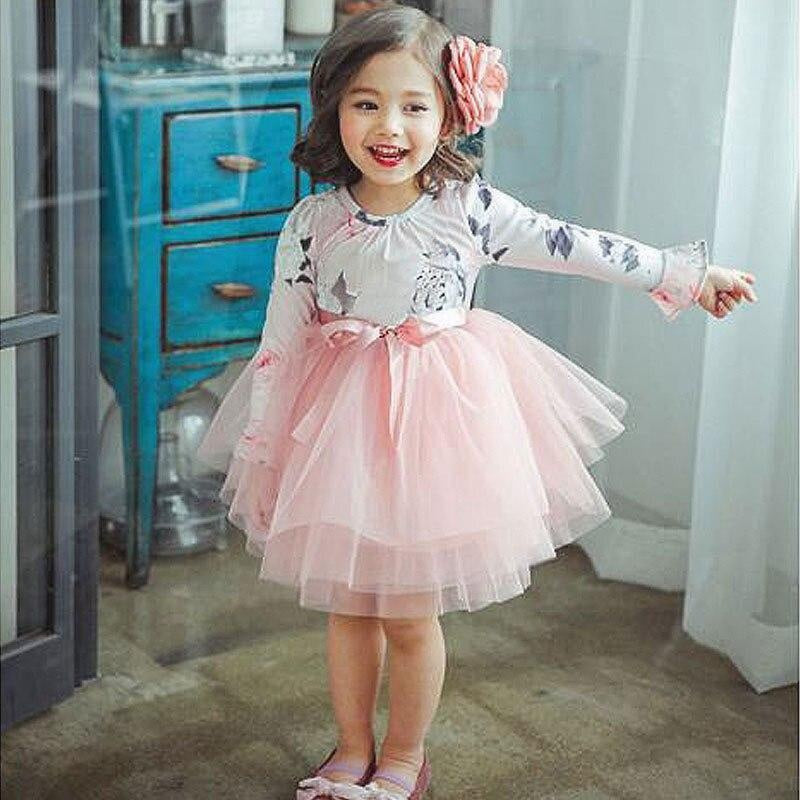 Girl Ball Gown Autumn Digital Print Flower Fluffy Princess Dresses - MomyMall