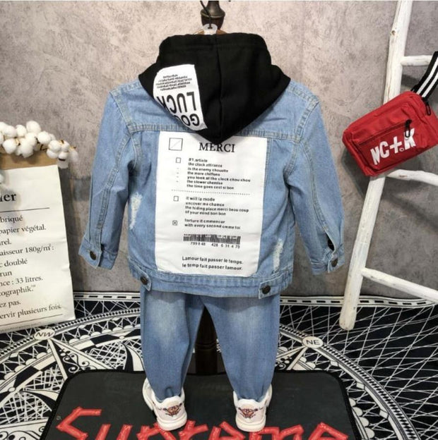 Kids Boy Girl Leisure Denim Casual Suits 3 Pcs Set - MomyMall