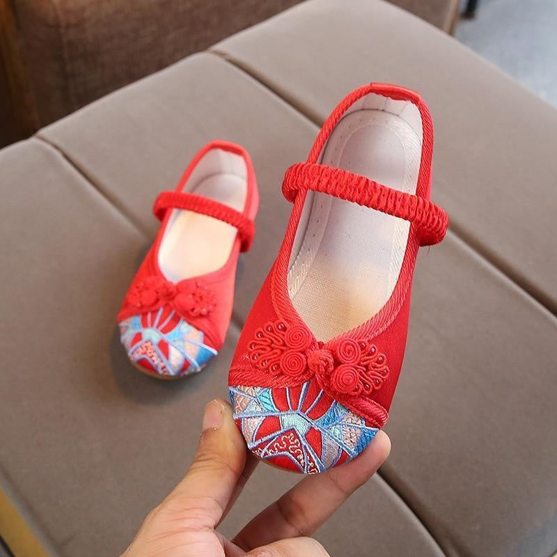 Girls Dancing  Embroidered Casual Comfortable Flats Princess Shoes