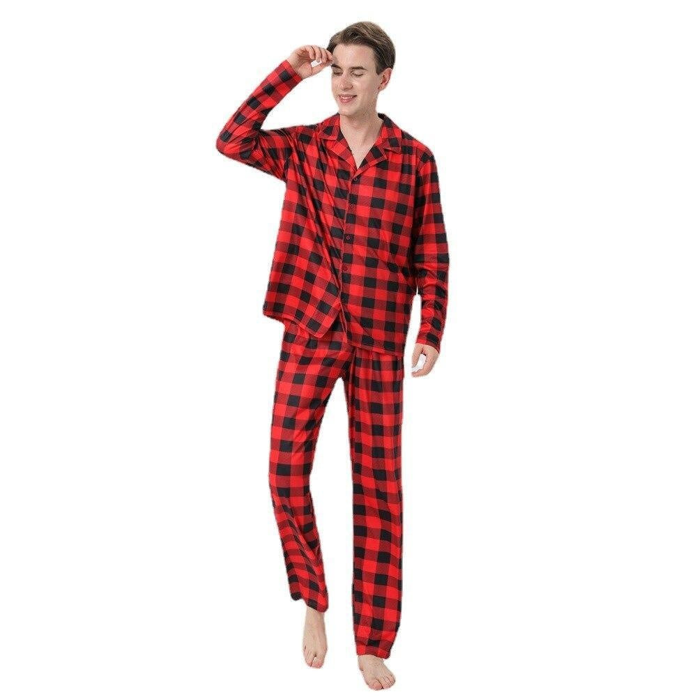 Christmas Family Matching Pajamas Long Sleeve Red Plaid Sets - MomyMall