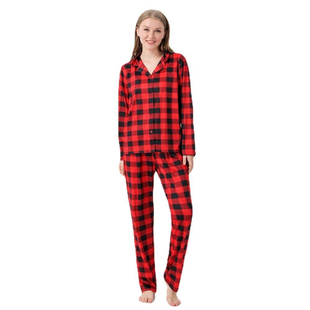 Christmas Family Matching Pajamas Long Sleeve Red Plaid Sets - MomyMall