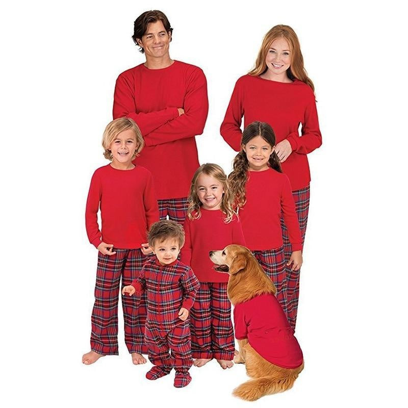 Christmas Family Matching Pajamas Red Nightwear Family Look Outfits - MomyMall