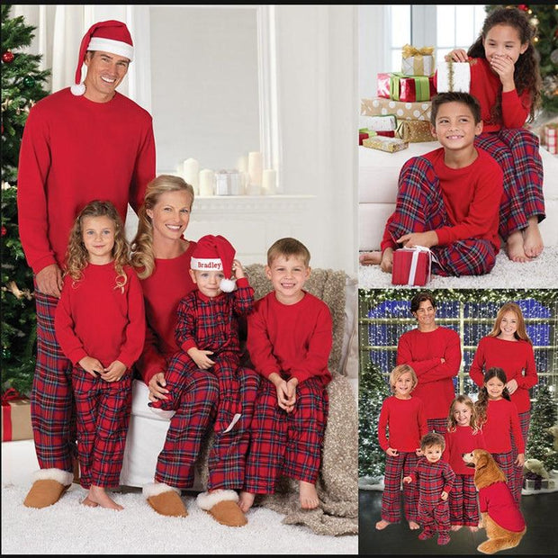 Christmas Family Matching Pajamas Red Nightwear Family Look Outfits - MomyMall