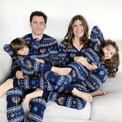 Christmas Family Matching Set Printed Homewear Pajamas - MomyMall Blue / Baby 3-9M