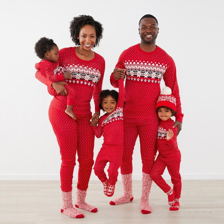 Family Matching Christmas Family Look Print Home Pajamas - MomyMall Red / Papa XL