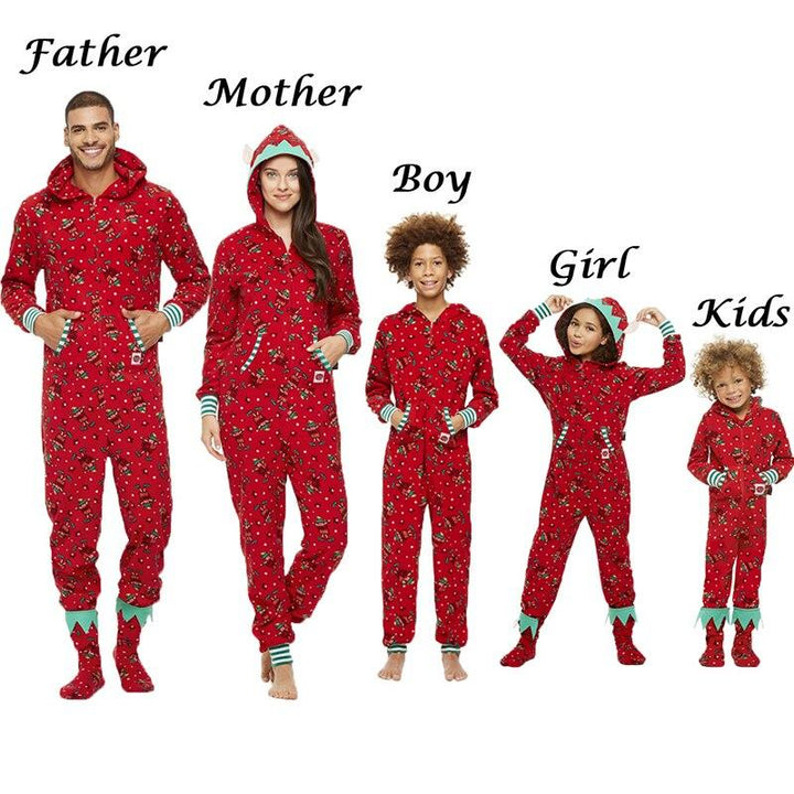 Christmas Family Matching Outfits Father Son Mother Daughter Romper Family Look Jumpsuit Pajamas - MomyMall Red / Father S