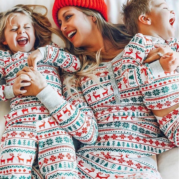Christmas Pajamas Family Look Matching Cotton Nightwear Sleepwear - MomyMall Gray / Dad S