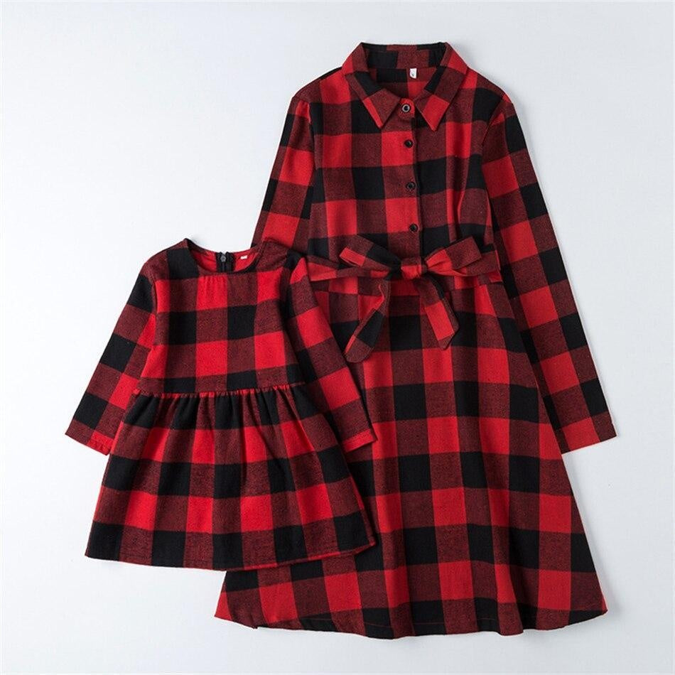 Christmas Plaid Mother Daughter Family Matching Dresses - MomyMall