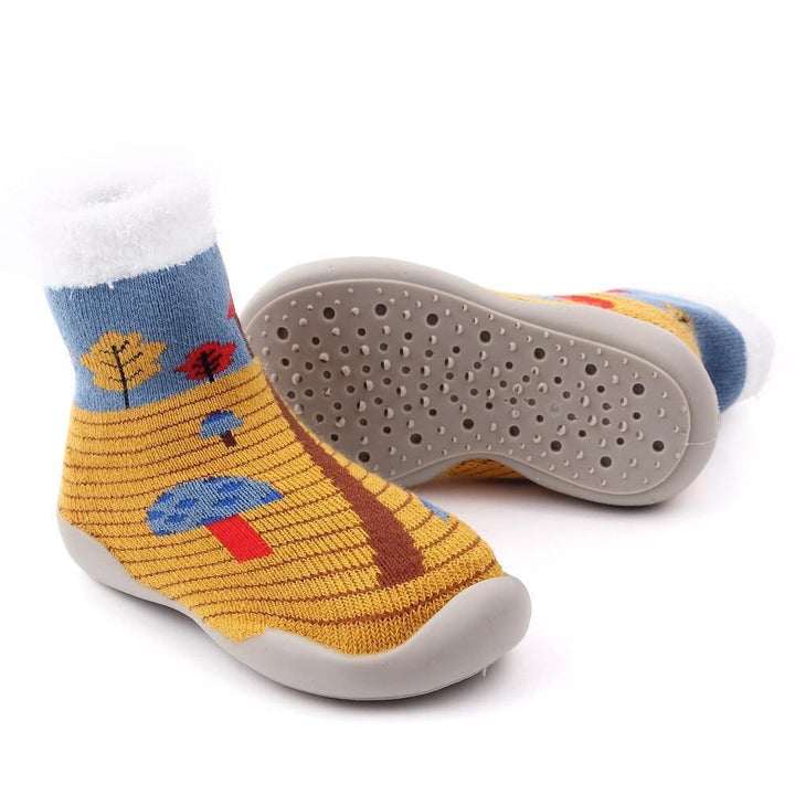 Baby Shoes Christmas Sock Shoes Knit Booties Toddler First Walker Soft Rubber - MomyMall
