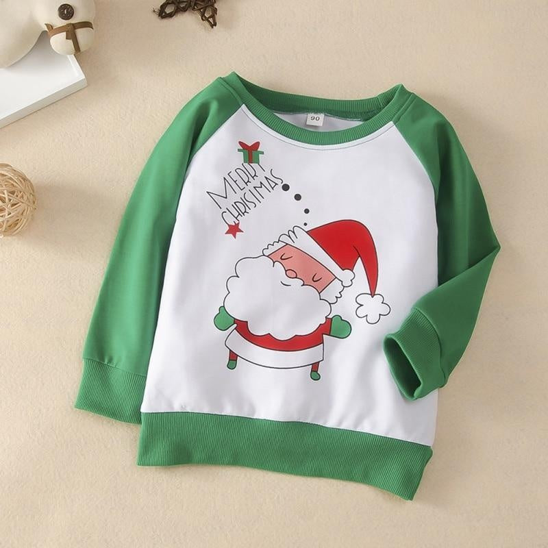 Toddler Girl Boy Active White Christmas Print Long Sleeve Blouse Shirt