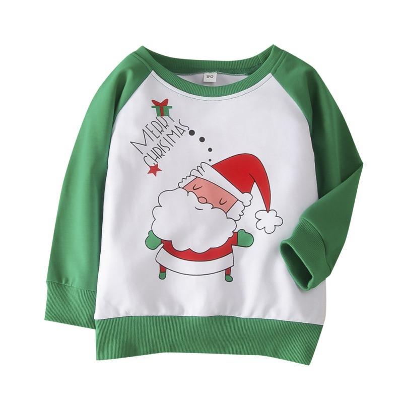 Toddler Girl Boy Active White Christmas Print Long Sleeve Blouse Shirt