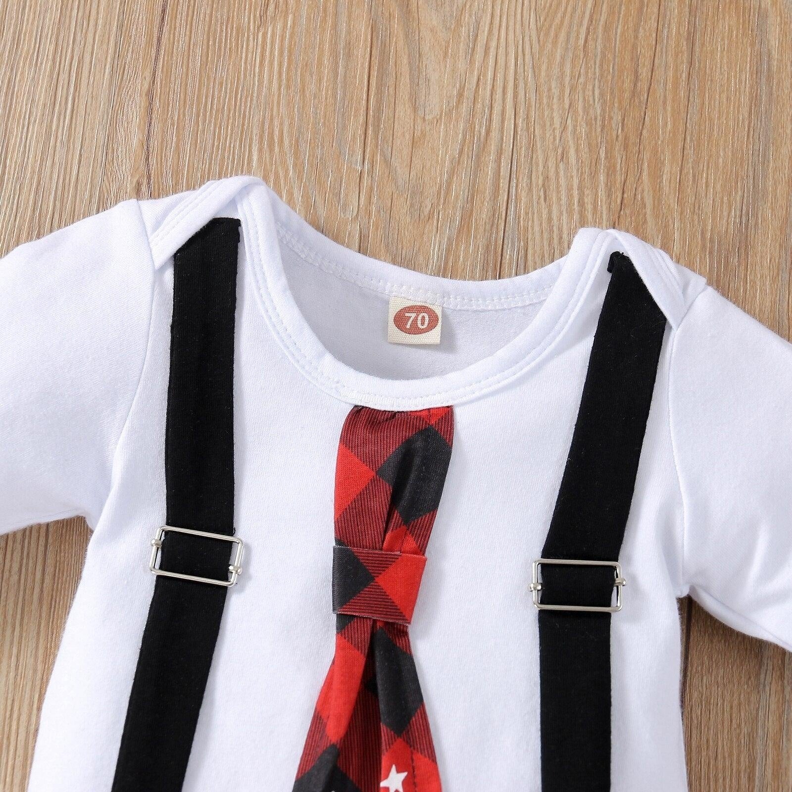 Christmas Infant Baby Boys Outfit Tie 3 Pcs Set Outfits