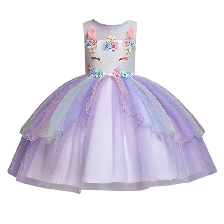 Toddler Kids Girls Sleeveless Tulle Princess Party Dresses - MomyMall Purple / 2-3 Years