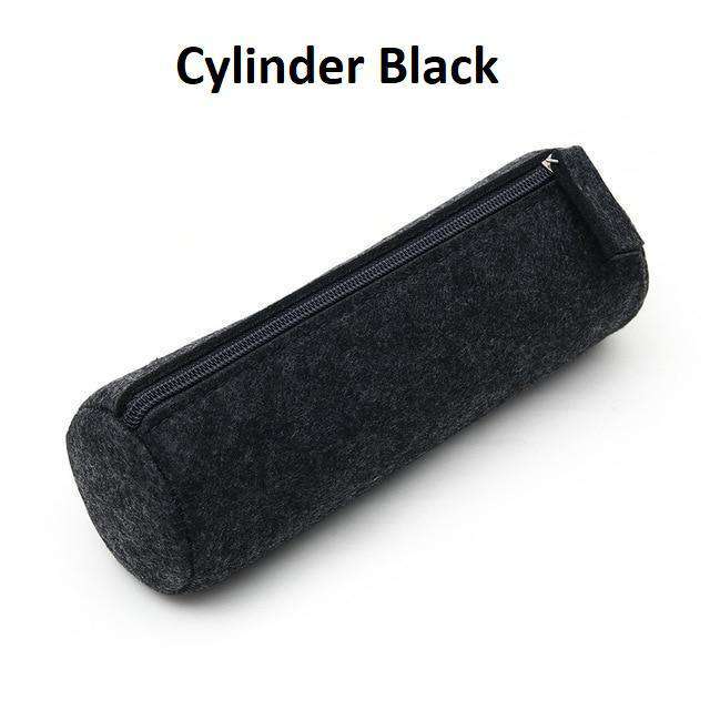 Minimal Grey Felt Pencil Cases - MomyMall Cylinder Black