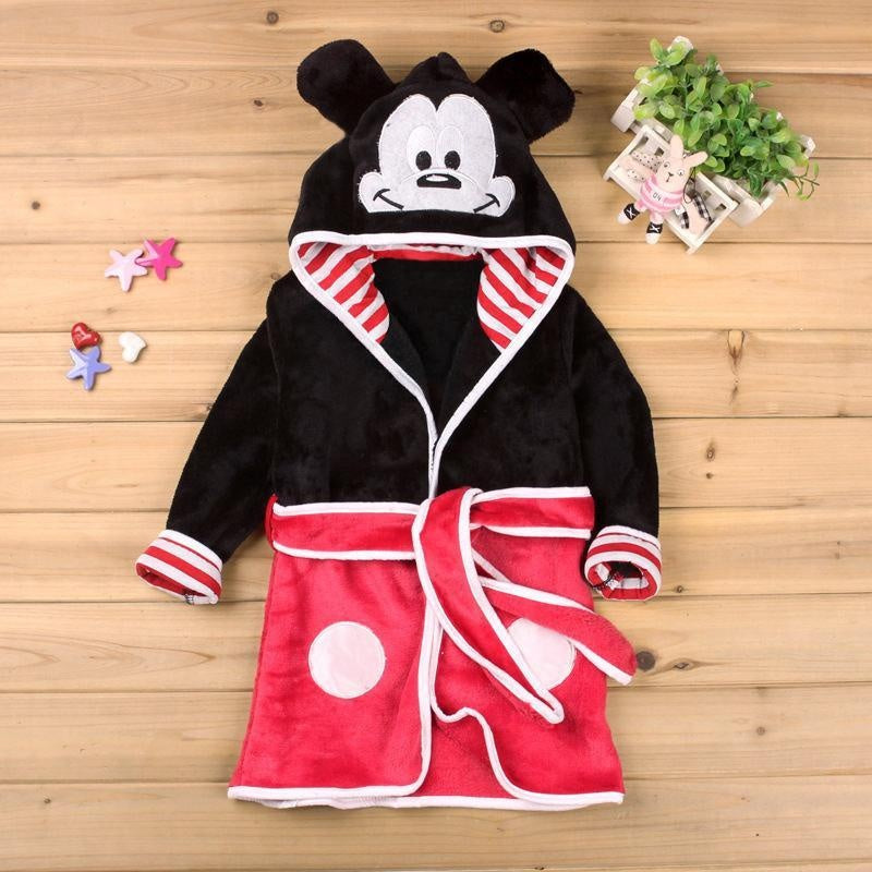 Winter Boy Girl Cartoon Robe Bathrobe Sleepwear Pajamas - MomyMall Black / 12-18 Months