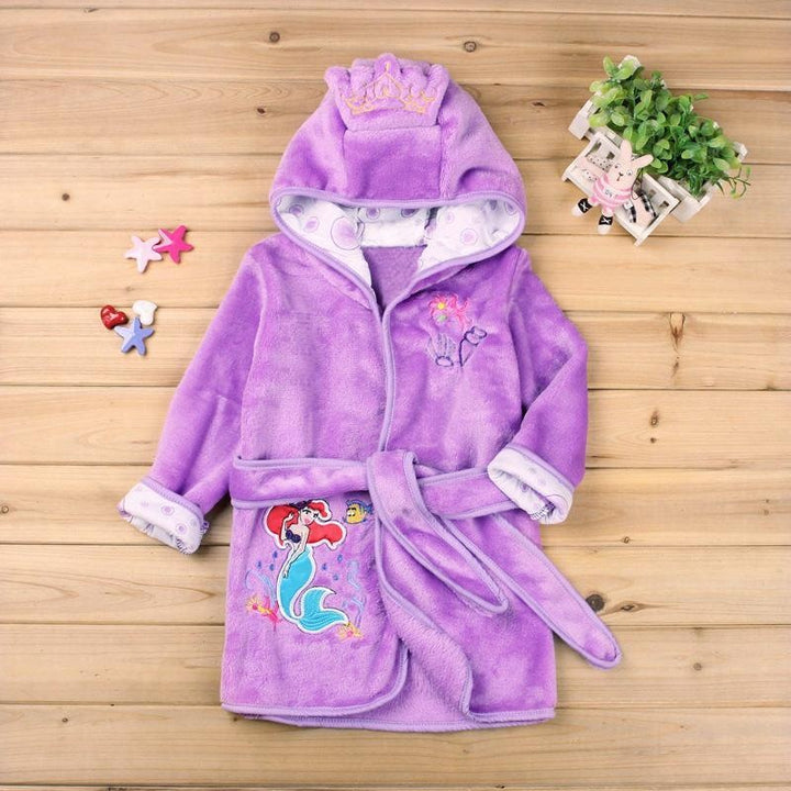 Winter Boy Girl Cartoon Robe Bathrobe Sleepwear Pajamas - MomyMall Purple / 12-18 Months