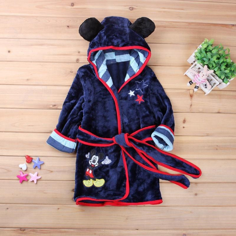 Winter Boy Girl Cartoon Robe Bathrobe Sleepwear Pajamas - MomyMall Navy / 12-18 Months