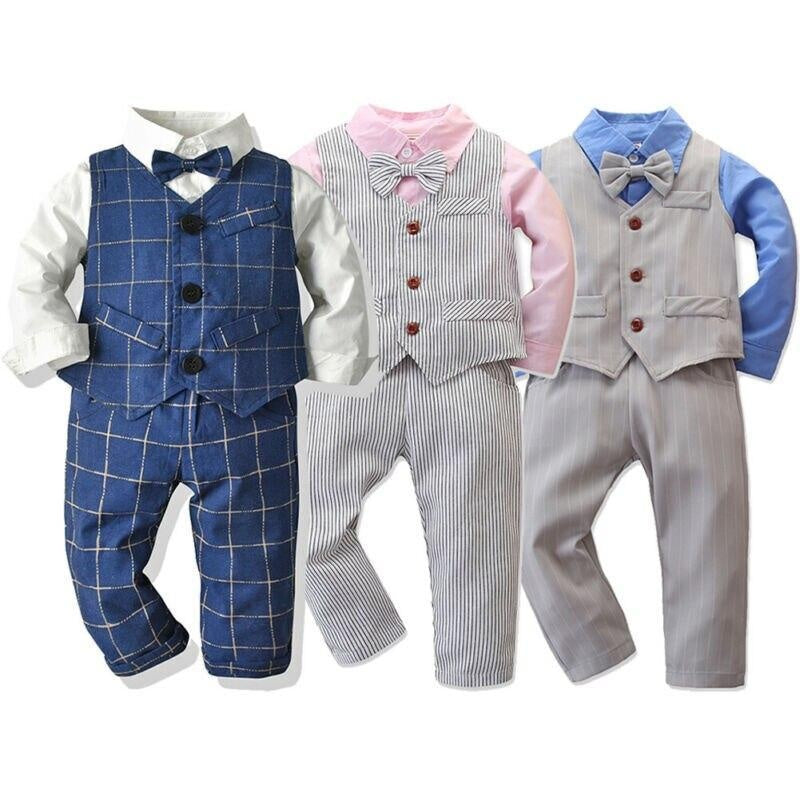 Kids Toddler Boy Autumn Spring Long Sleeve Gentleman Outfits 3PCS