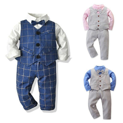 Kids Toddler Boy Autumn Spring Long Sleeve Gentleman Outfits 3PCS