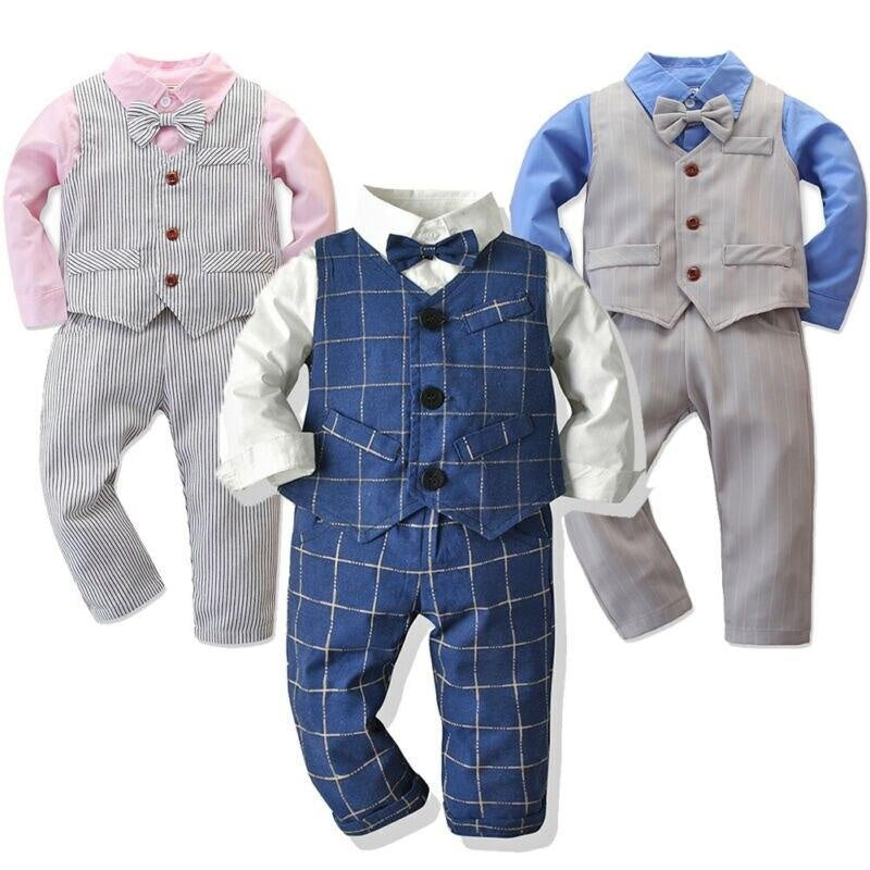 Kids Toddler Boy Autumn Spring Long Sleeve Gentleman Outfits 3PCS