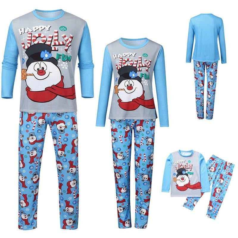 Family Matching Christmas Pajamas Snowman Print Warm Sleepwear - MomyMall