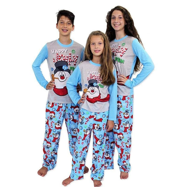 Family Matching Christmas Pajamas Snowman Print Warm Sleepwear - MomyMall