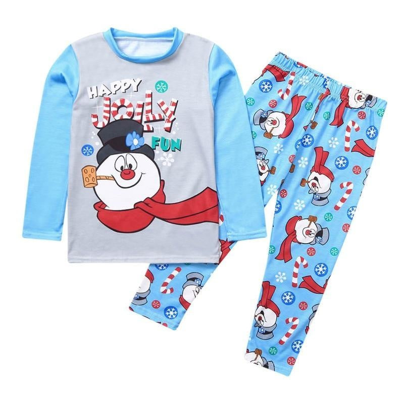 Family Matching Christmas Pajamas Snowman Print Warm Sleepwear - MomyMall