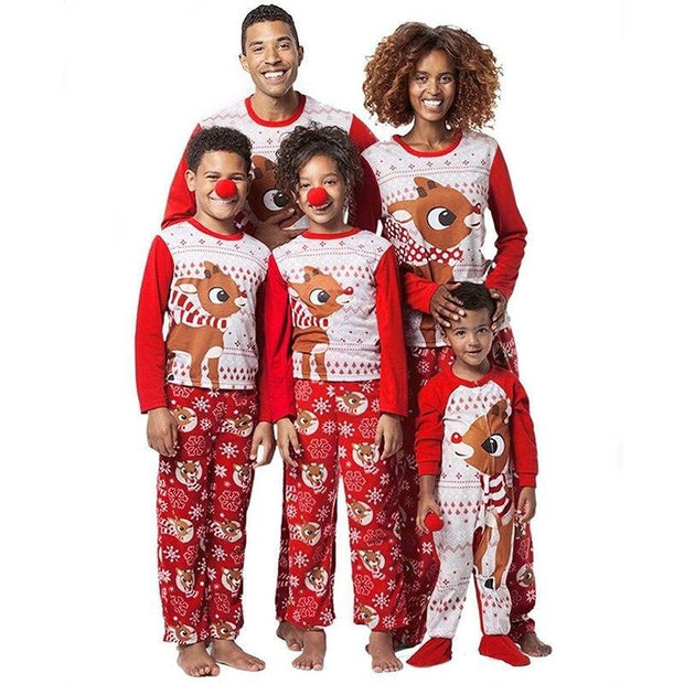 Family Matching Christmas Pajamas Matching Baby Romper Sleepwear Outfits - MomyMall Red / Papa S