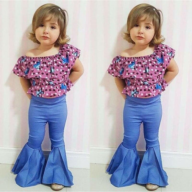 Kids Girls Pants Bell Bottom High Waist Trousers Pants 3-7 Years - MomyMall