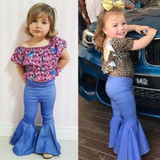 Kids Girls Pants Bell Bottom High Waist Trousers Pants 3-7 Years - MomyMall