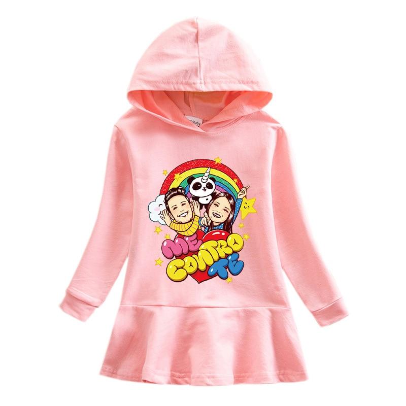 Girl Spring Autumn Cute Cotton Sweatshirt Dress 1-8Y - MomyMall Pink / 1-2 Years