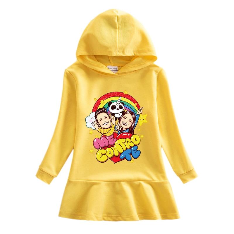 Girl Spring Autumn Cute Cotton Sweatshirt Dress 1-8Y - MomyMall Light Yellow / 1-2 Years