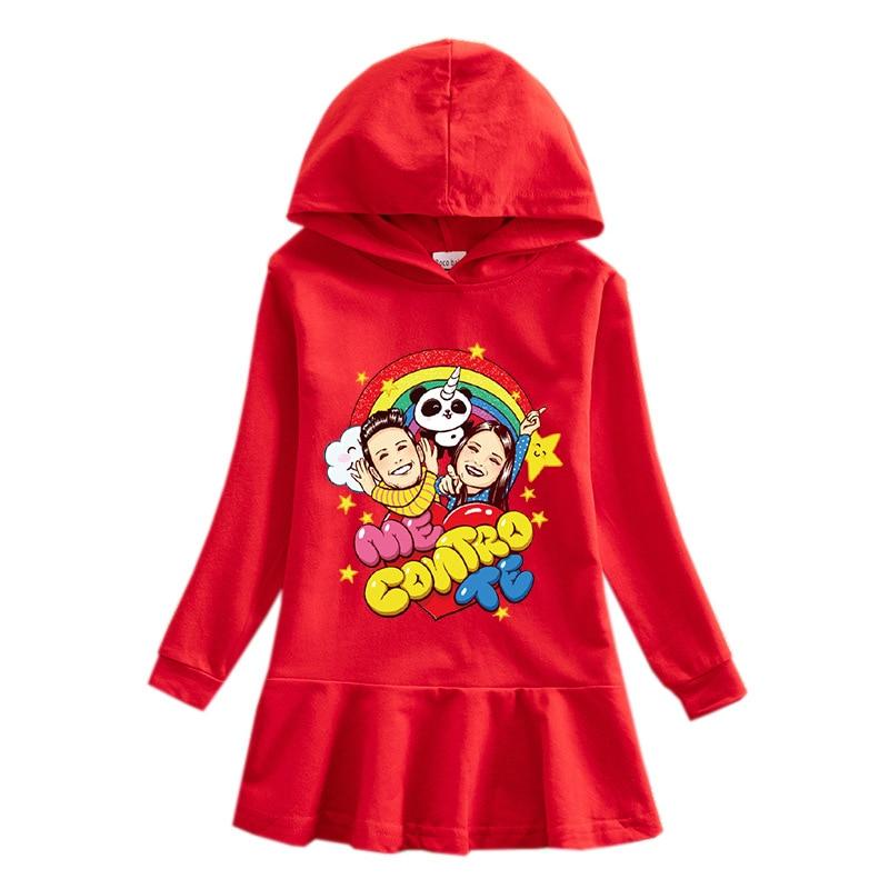 Girl Spring Autumn Cute Cotton Sweatshirt Dress 1-8Y - MomyMall Red / 1-2 Years