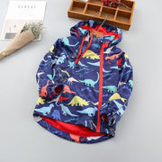 Kids Boy Autumn Winter Dinosaur Jacket Windbreaker Coat - MomyMall navy / 1-2 Years
